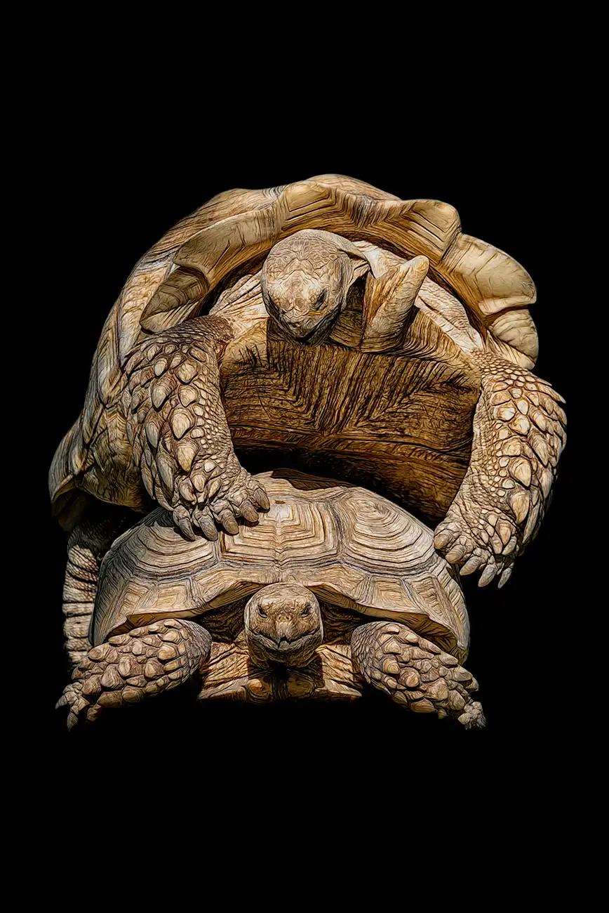 Fine-art portrait of African spurred tortoise